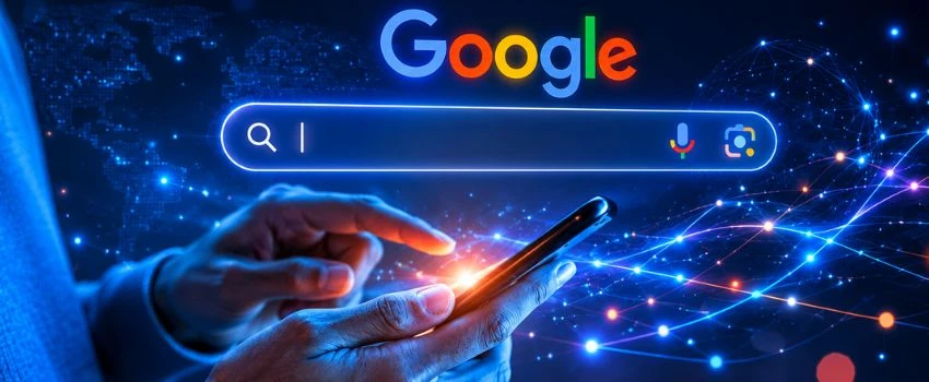 Digital marketing and SEO strategy illustration highlighting Google algorithm updates, AI Search, E-E-A-T, and topical authority in 2026